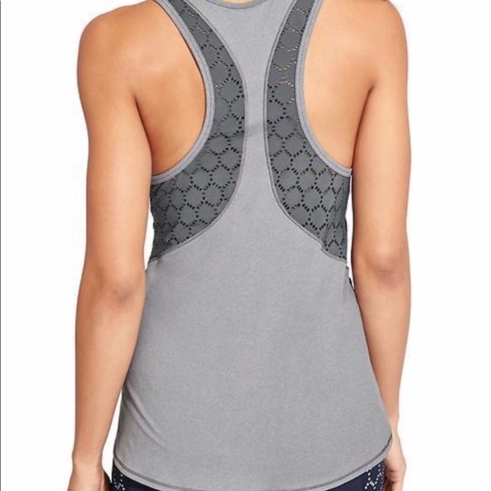 Athleta Gray Eyelet Racerback Tank XS